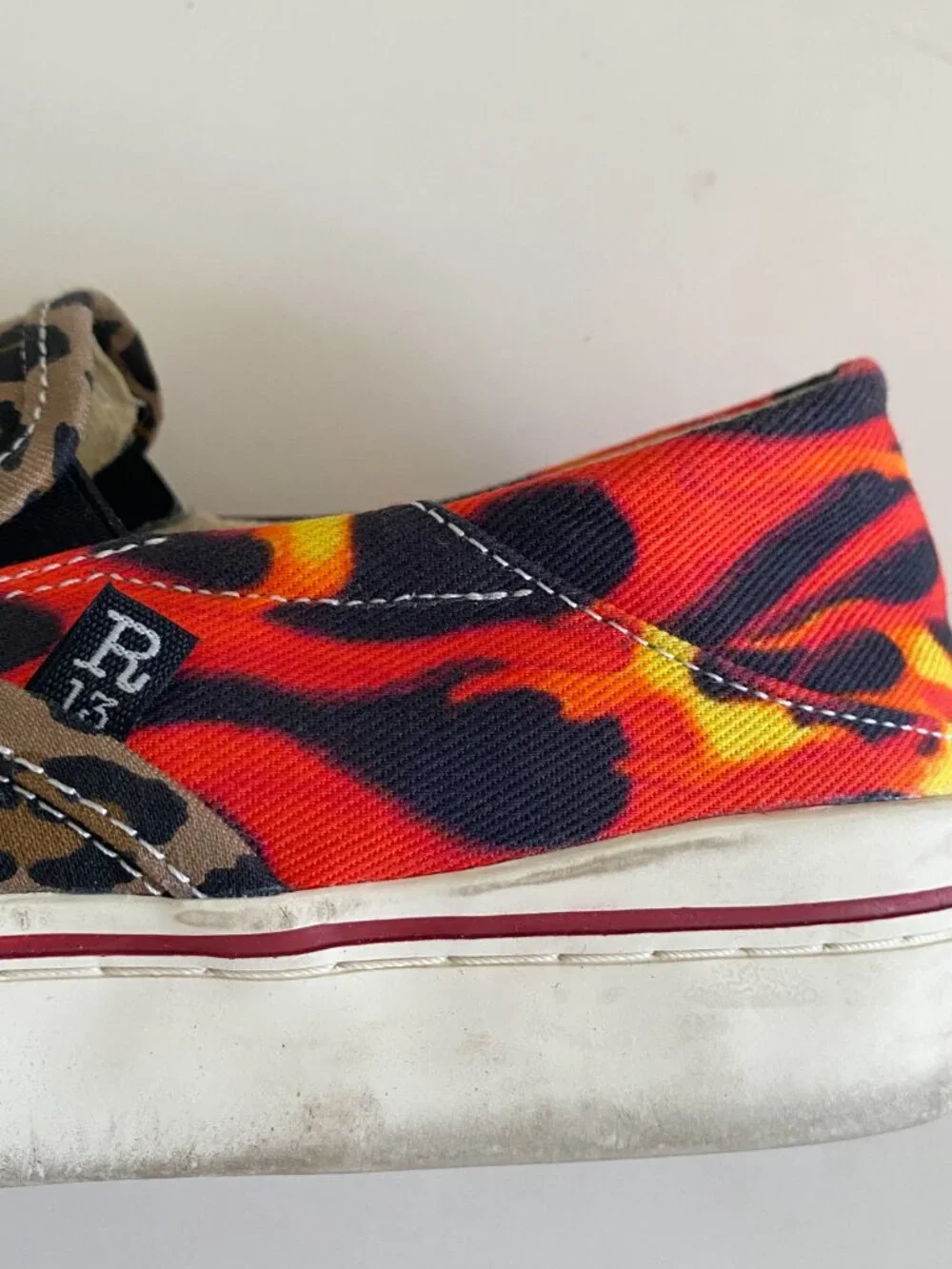 R13 Leopard Flame Print Slip-On Sneakers 7
